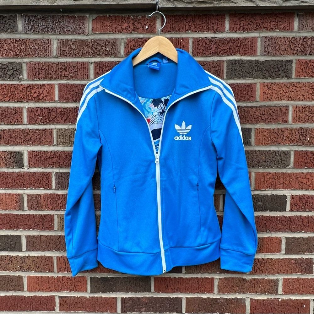 Adidas Dusty Blue 3 Striped Full Zip Track Jacket